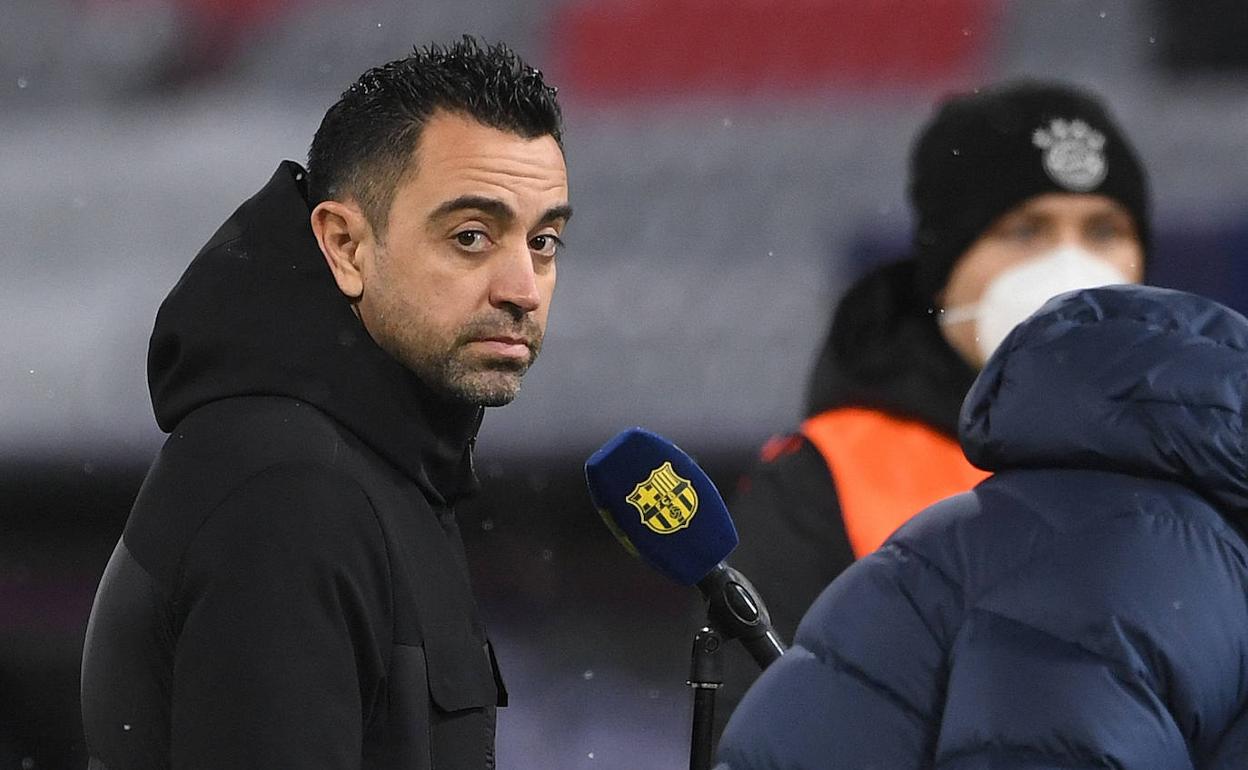 Xavi Hernández, durante el partido Bayern - Barça.