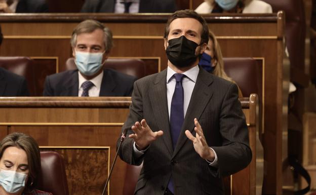 Pablo Casado interviene este miércoles en el Congreso. 