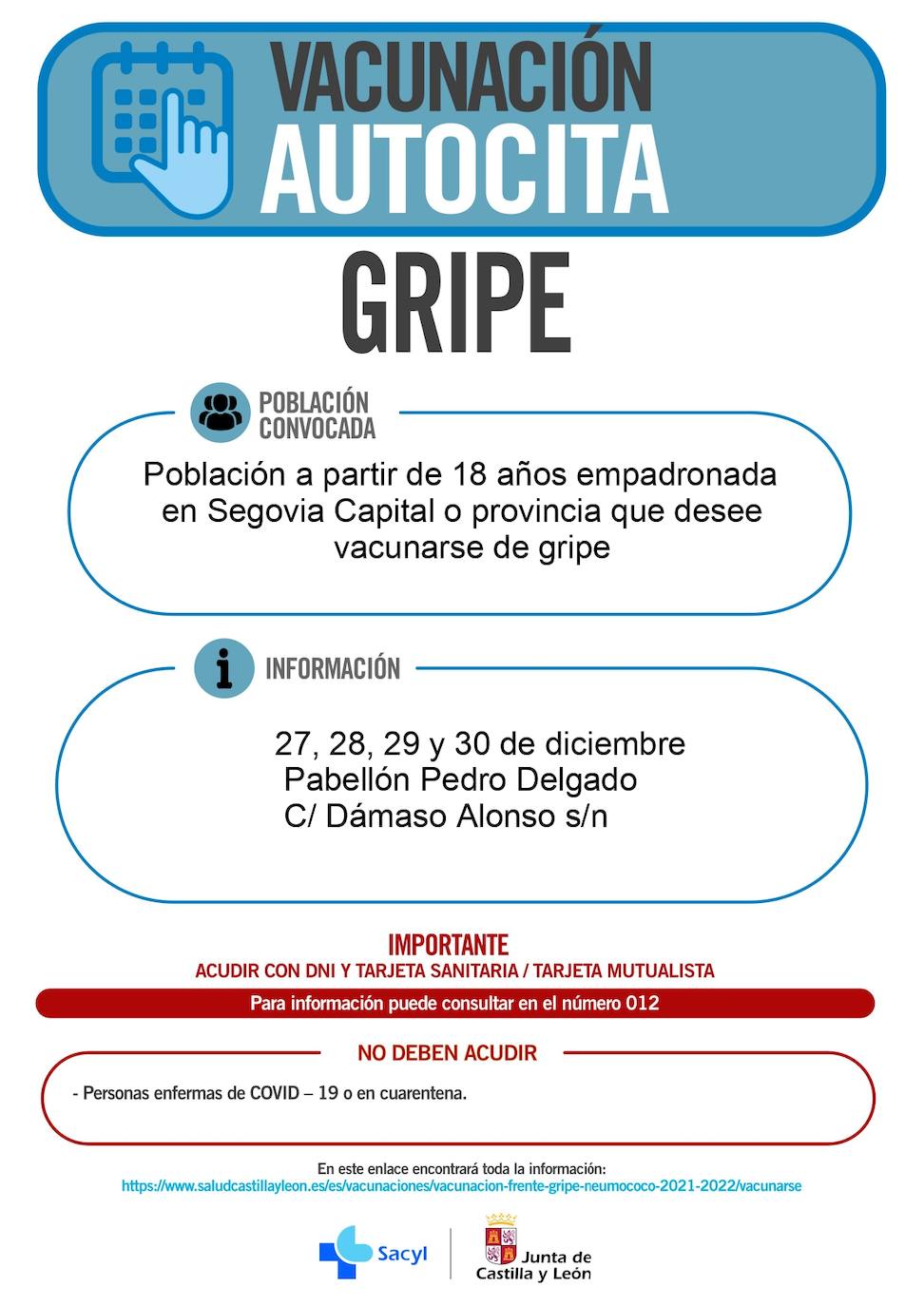 Calendario de vacunación contra la gripe.