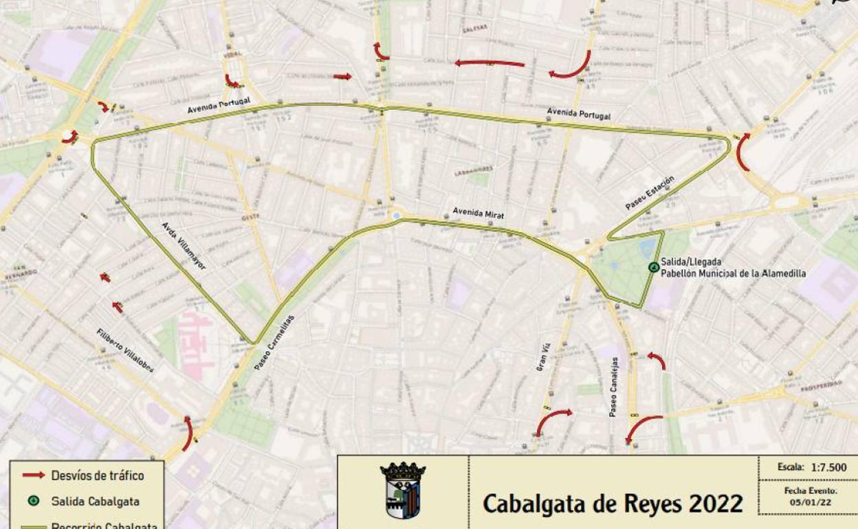 Plano de la nueva ruta de la Cabalgata de Reyes 2022. 