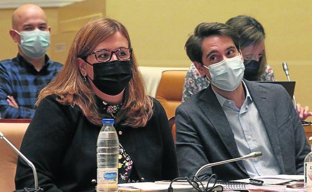 Clara Martín y Miguel Merino, durante una sesión plenaria en el Ayuntamiento de Segovia. 