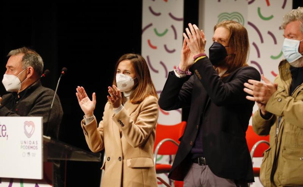 Ione Belarra y Pablo Fernández, esta mañana en Valladolid.