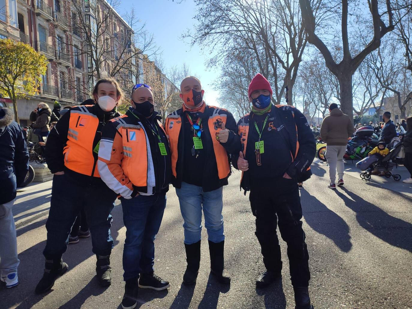 Cuatro miembros del club motero en Valladolid. 