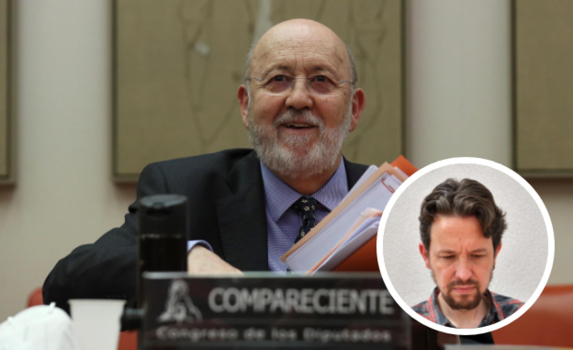 El presidente del CIS, José Felix Tezános. En detalle, Pablo Iglesias.