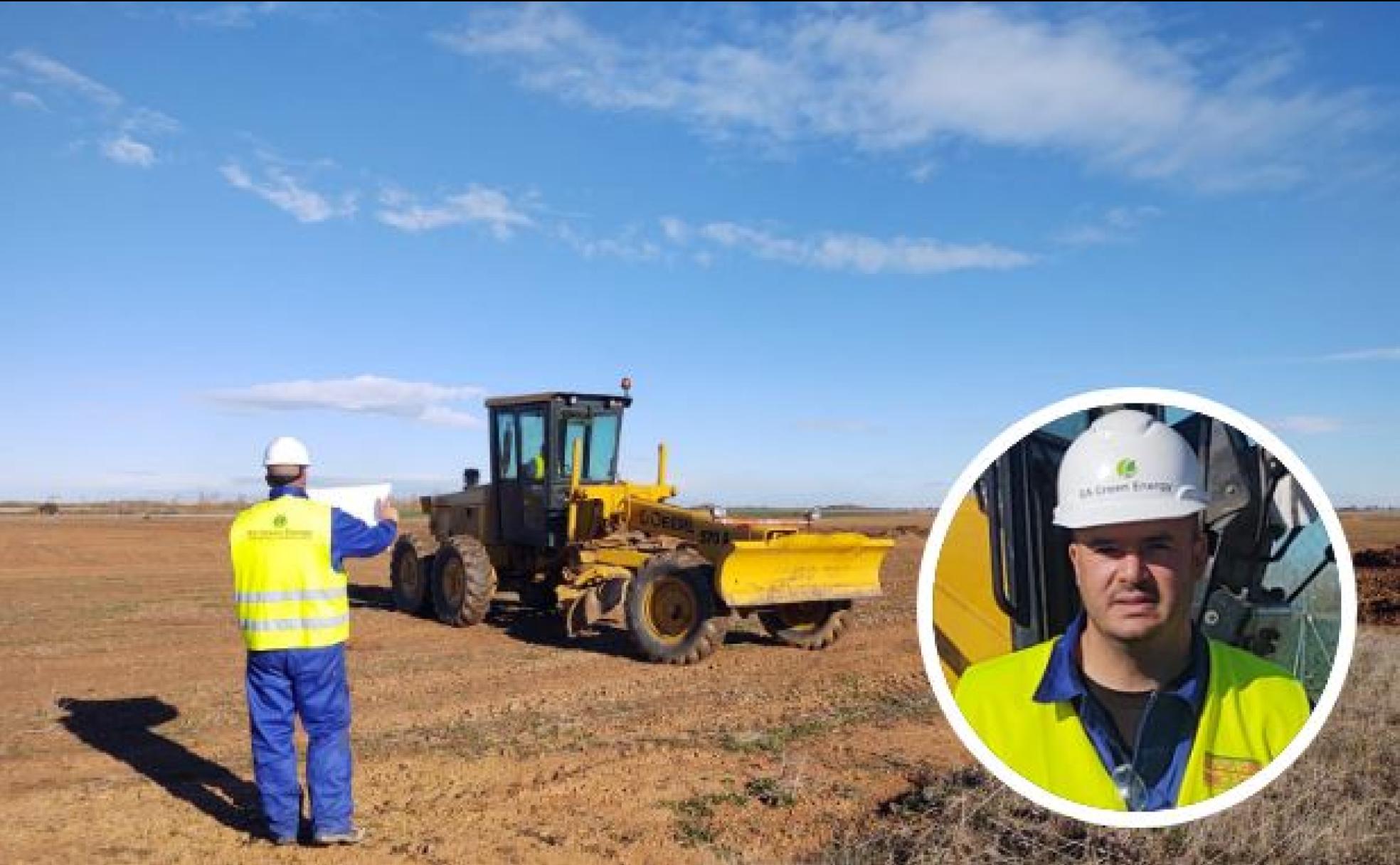 Trabajos de explanación en los terrenos, el pasado verano. Vicente Merino, promotor principal de la biorrefinería.