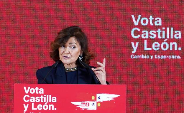 Carmen Calvo, en el mitin de Medina de Campo.