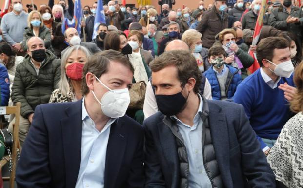 Mañueco y Pablo Casado en Palencia.