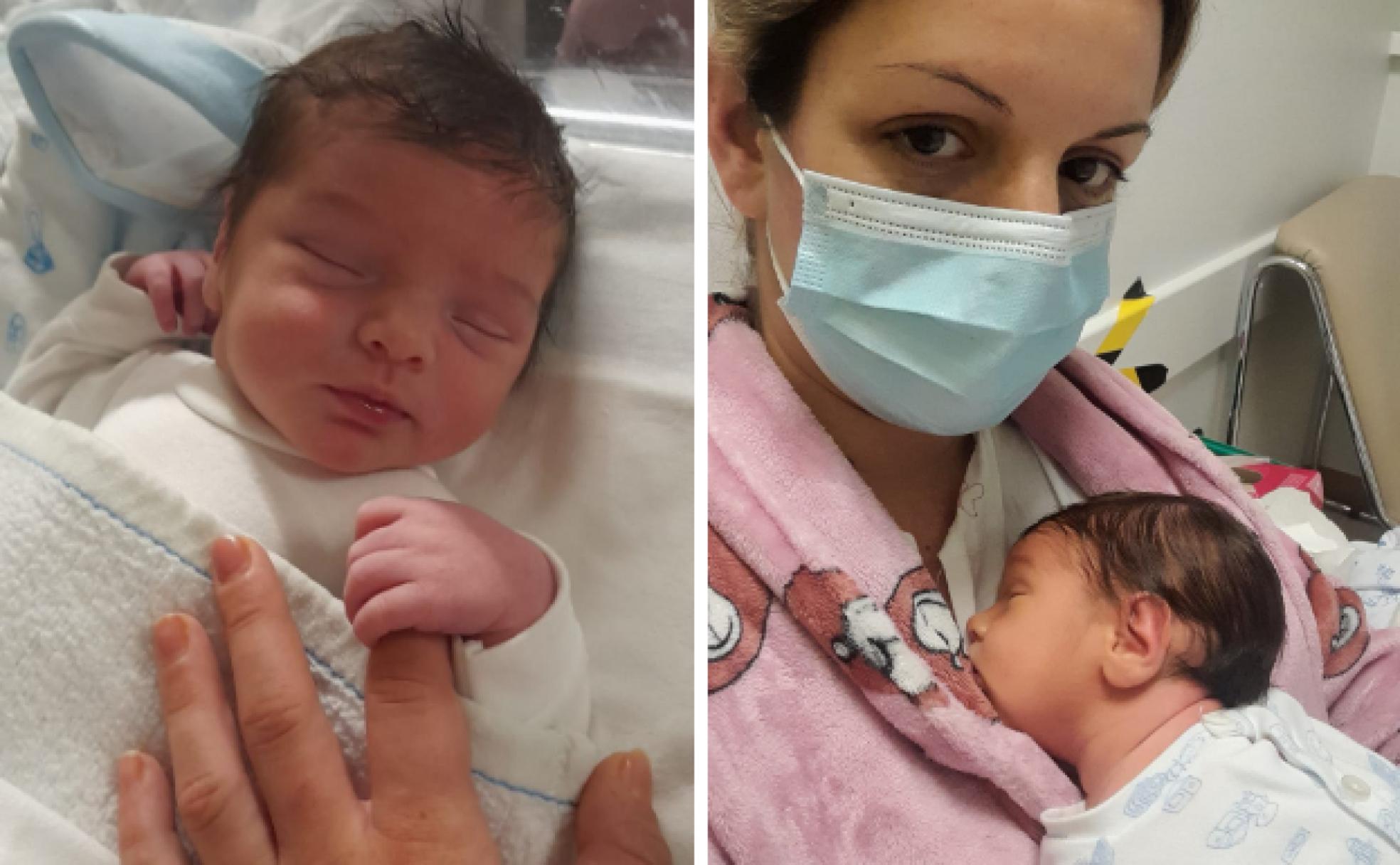 Vanessa Pérez con su bebé en el Hospital Río Carrión. 