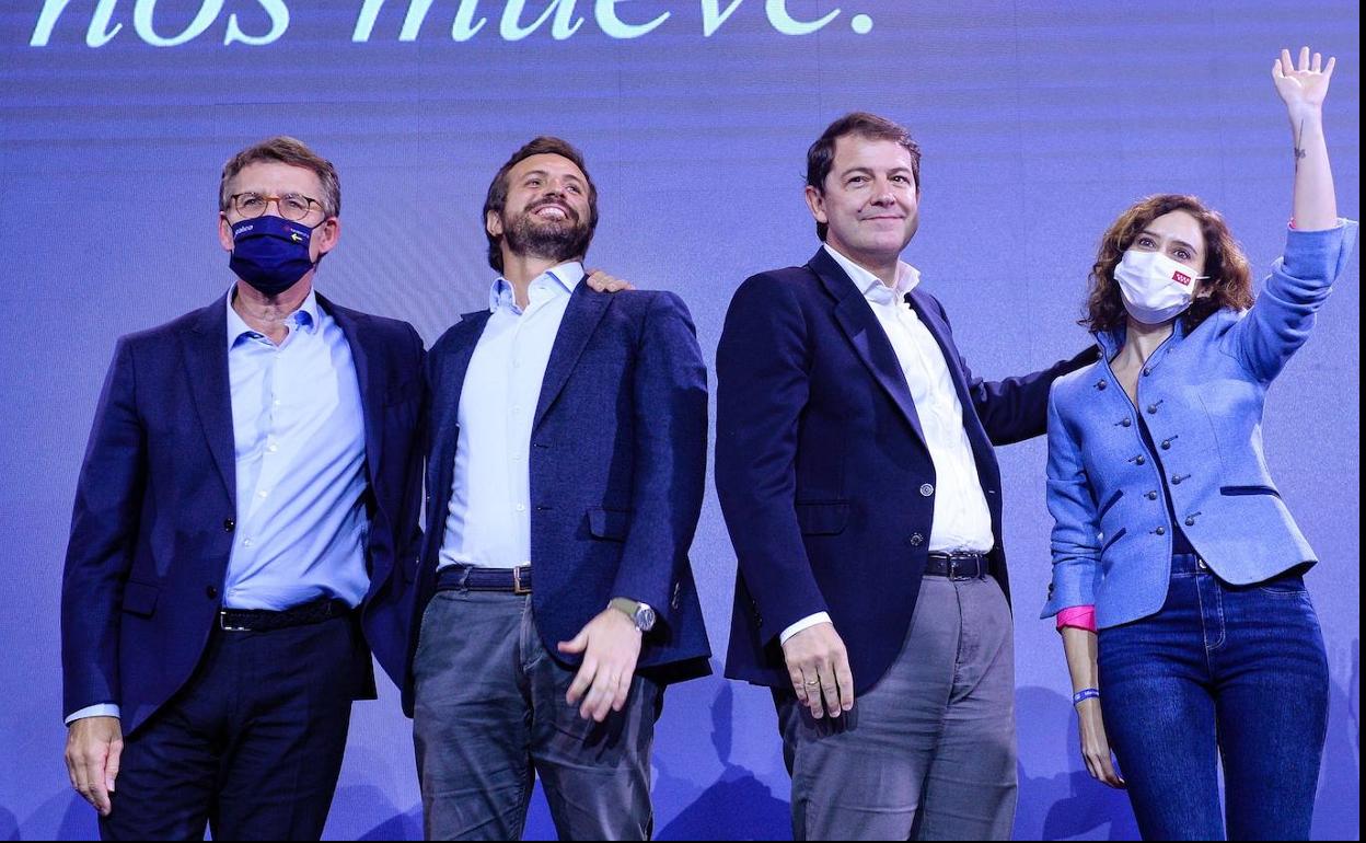 Feijóo, Casado. Mañueco y Ayuso, en el cierre de la campaña electroral del 13-F.