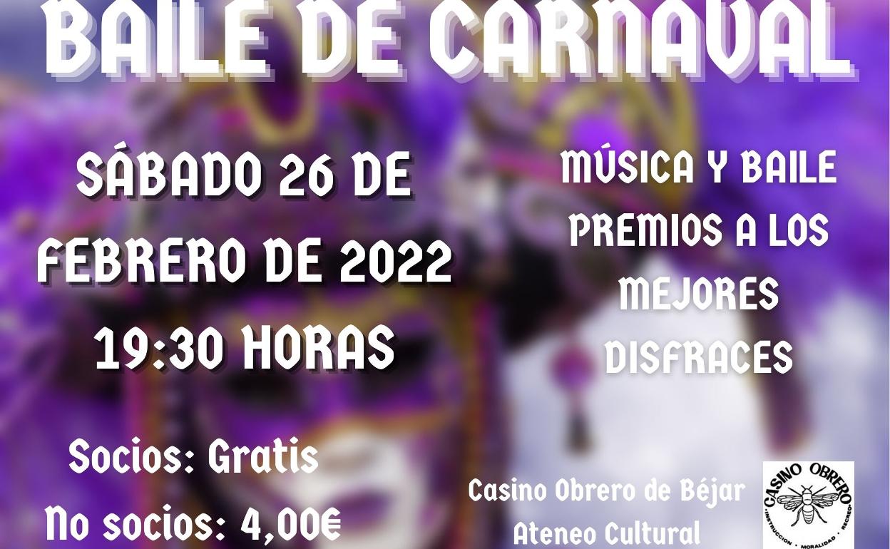 Cartel del baile de carnaval en Béjar. 