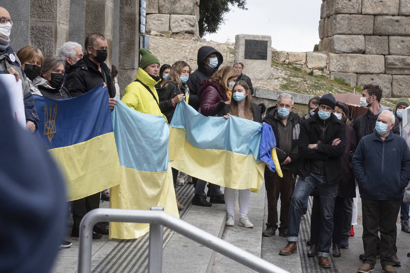 Protesta celebrada este sábado en Segovia contra la guerra.