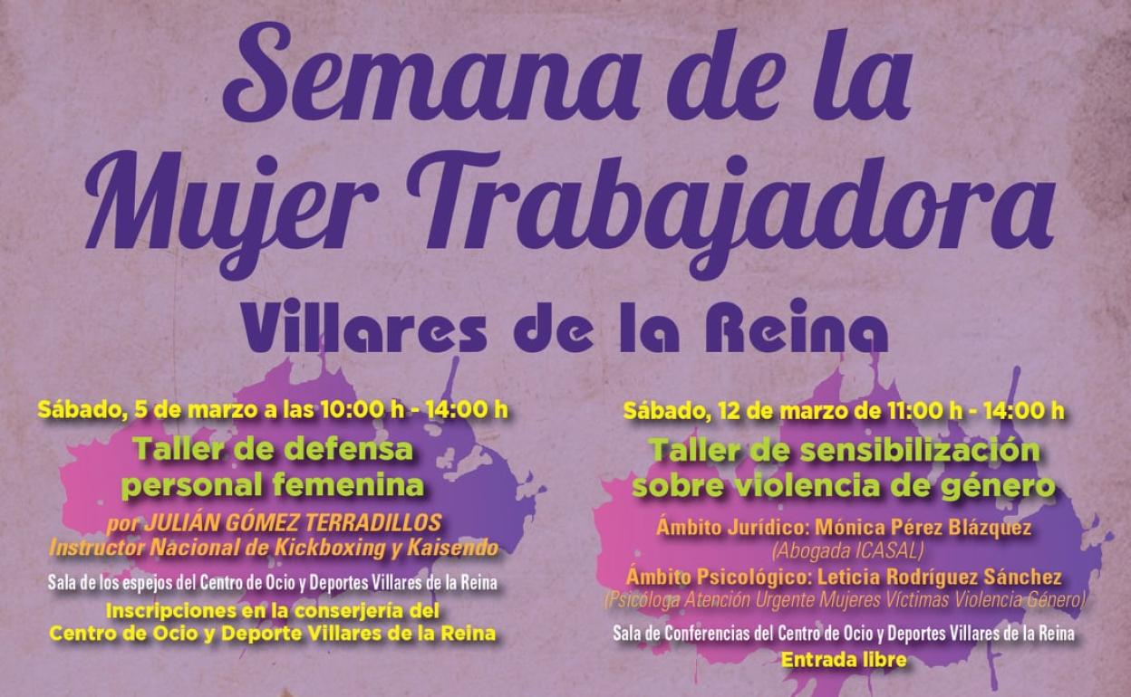 Cartel con actividades para la Semana de la Mujer Trabjadora. 