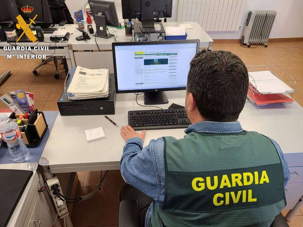 Un guardia civil realiza una investigación a través de Internet.