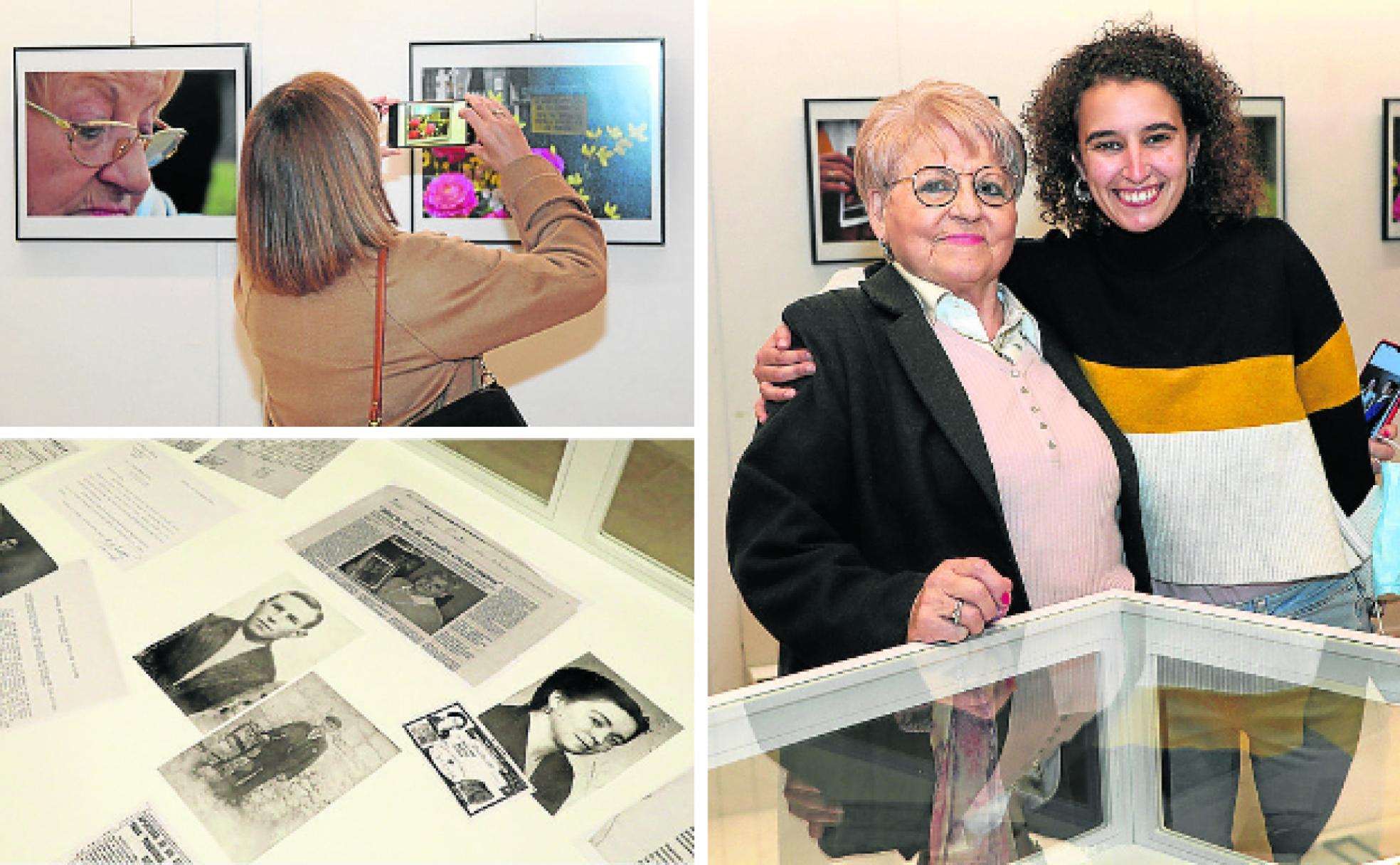 Imágenes de la exposición y la fotógrafa, Marina Escudero junto a Esperanza Pérez. 