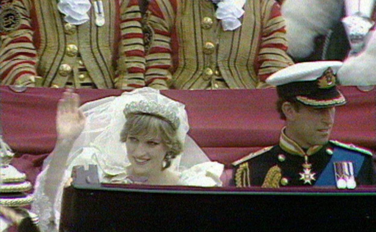 Diana Spencer, el día de su boda con el principe Carlos.