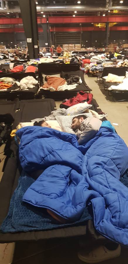 Refugiados ucranianos en la frontera entre Ucrania y Polonia.