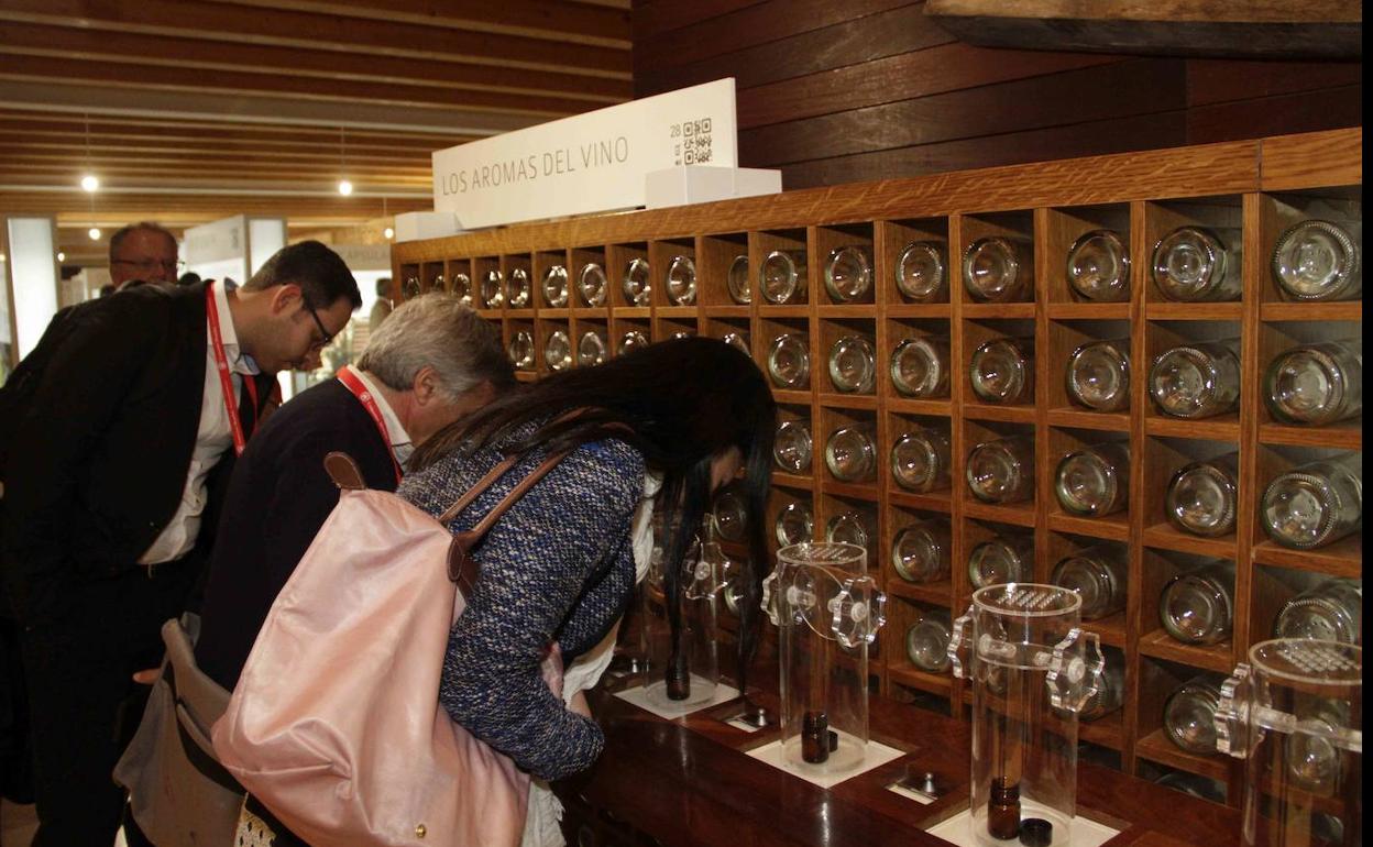 Visitantes en el Museo del Vino de Peñafiel. 