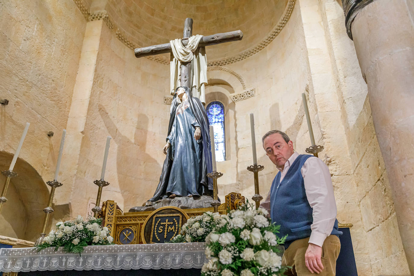 El presidente de la Cofradía de Nuestra Señora la Soledad al Pie de la Cruz y del Santo Cristo en su Última Palabra de San Millán, Miguel Ángel Clemente.