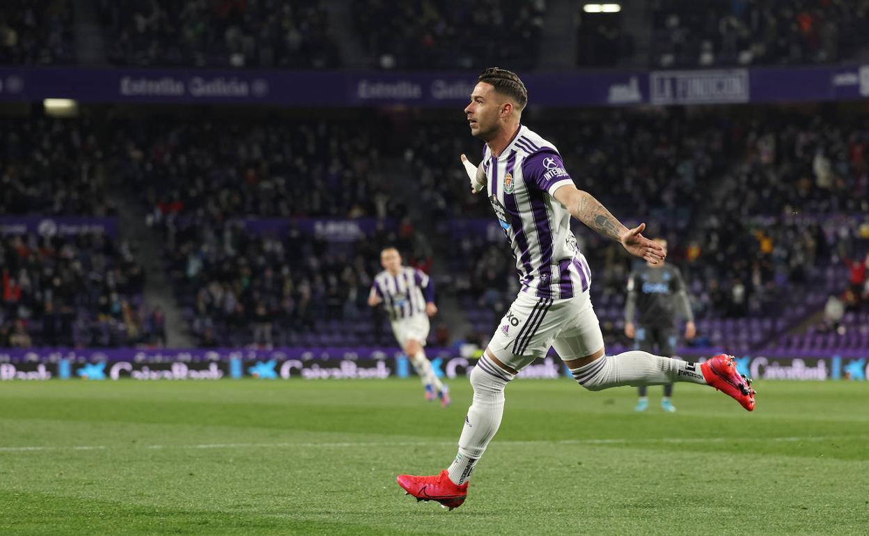 Sergio León celebra el 1-1 ante el Girona