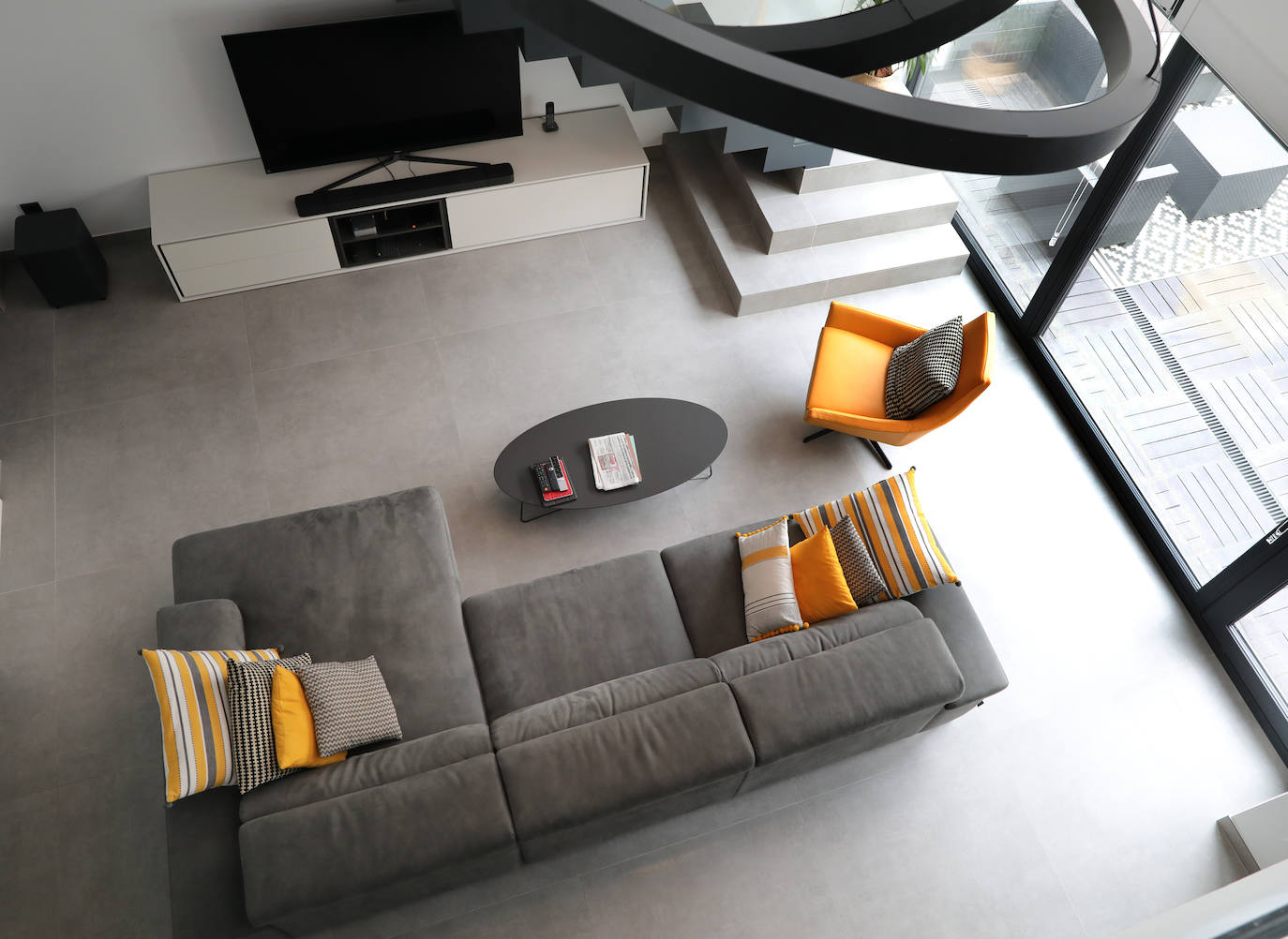 Salón de una casa 'passivhaus' construida en Palencia. 