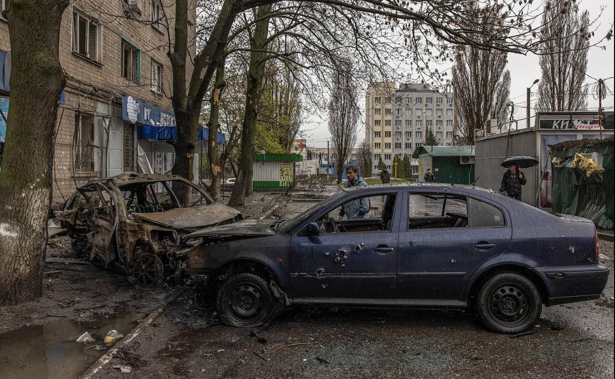 Efectos de los bombardeos en la ciudad de Khark, al noreste de Ucrania. 