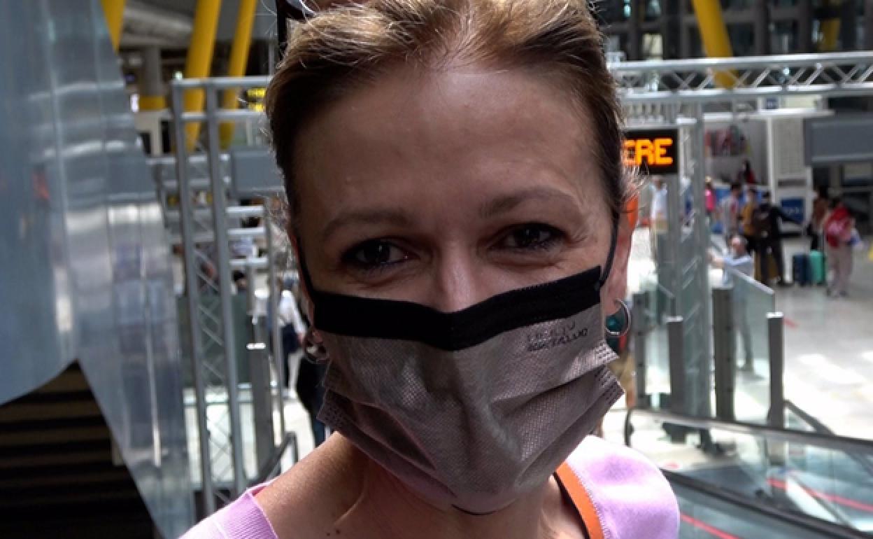 Susanna Griso, en el aeropuerto de Madrid. 