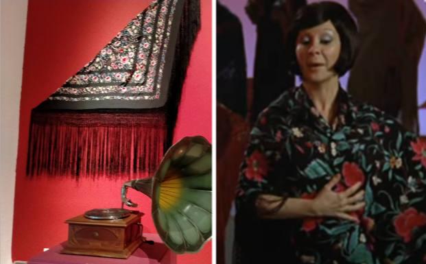 Mantón de manila lucido por Lina Morgan y escena de 'Dos chicas de revista' 