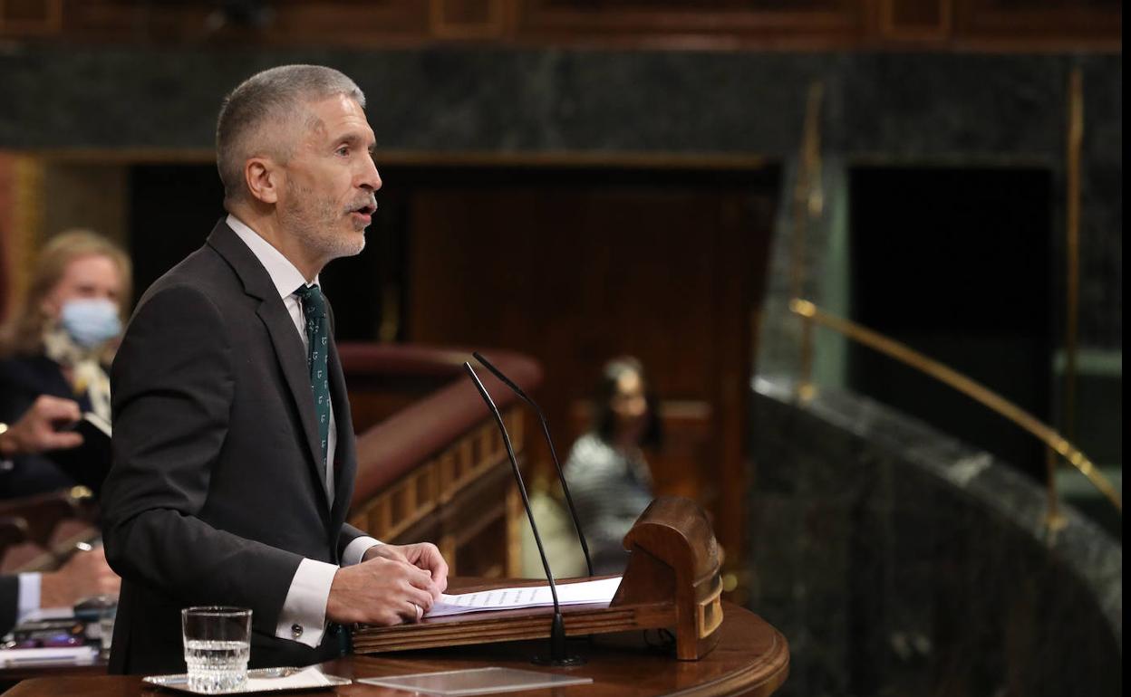 Fernando Grande-Marlaska interviene este jueves en el Congreso de los Diputados.