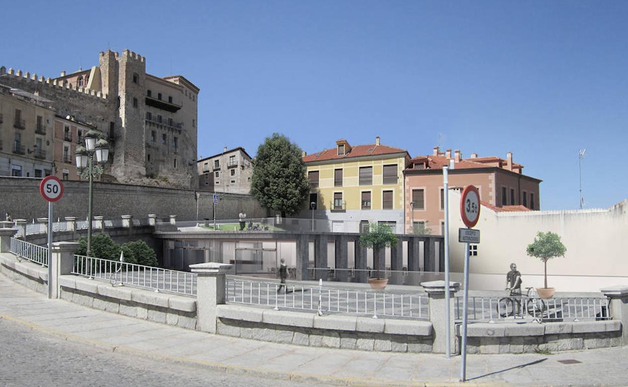 Así quedaría el Centro Divulgativo del Acueducto y la Cultura del Agua, entre el paseo del Santo Domingo y la Vía Roma. 