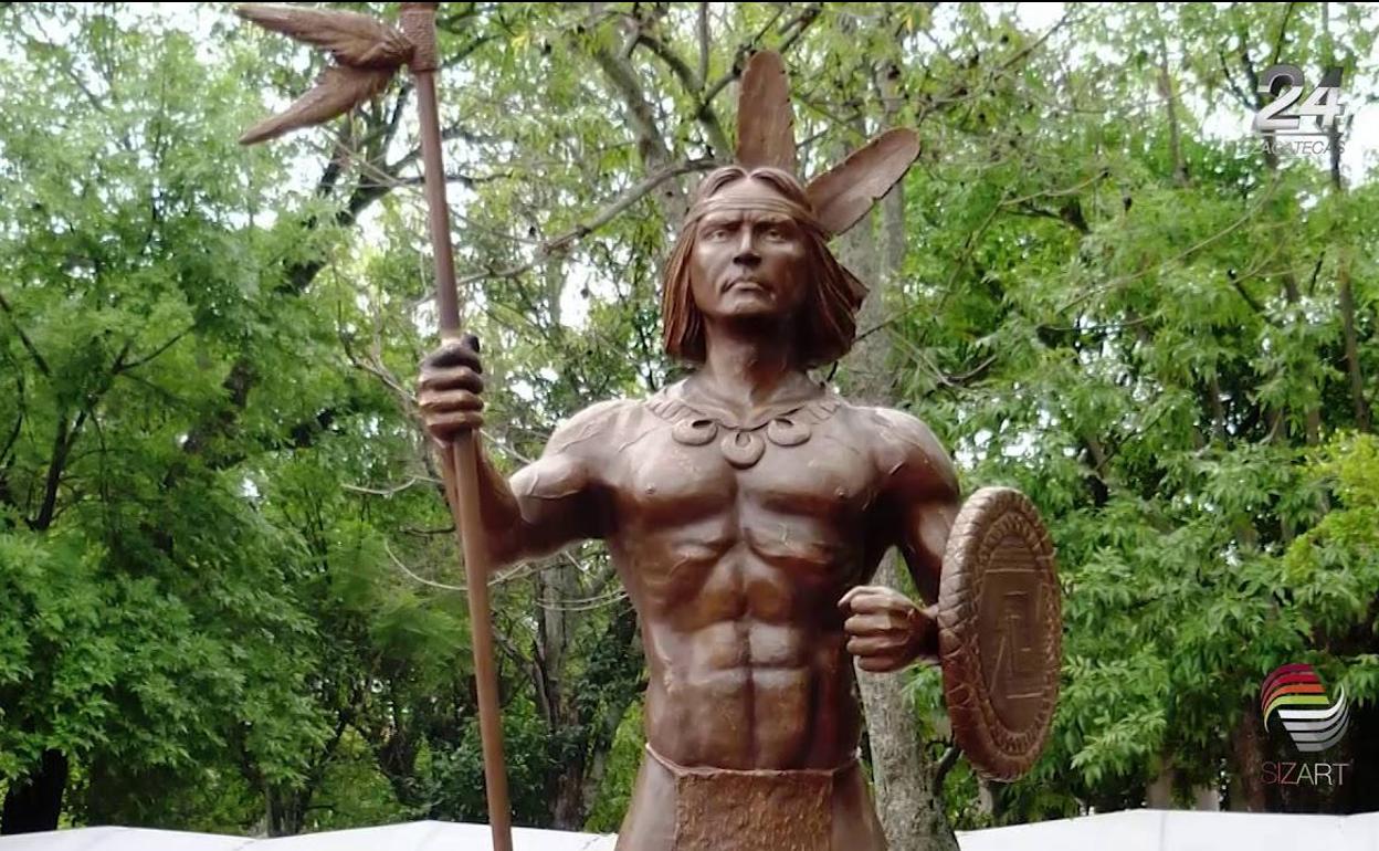 Escultura de Tenamaztle en Nochistlán, su ciudad de origen. 