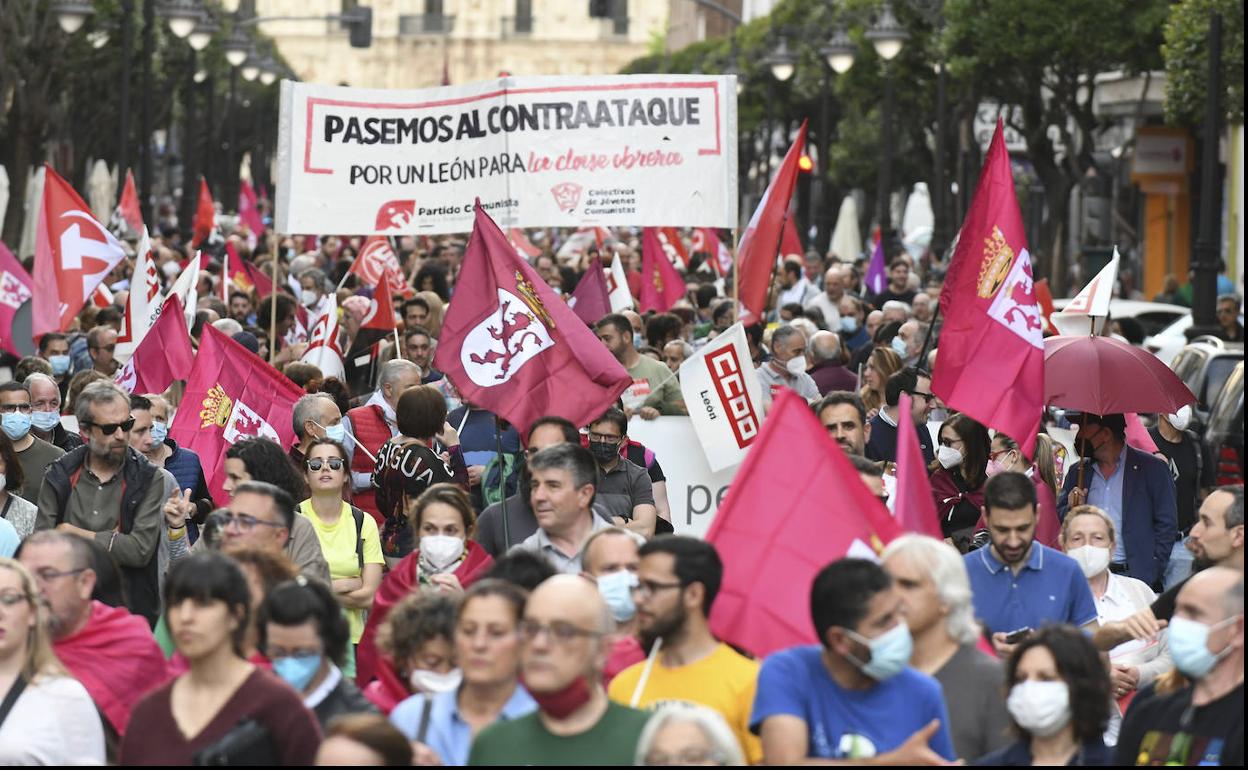 Manifestación celebrada en León este jueves.