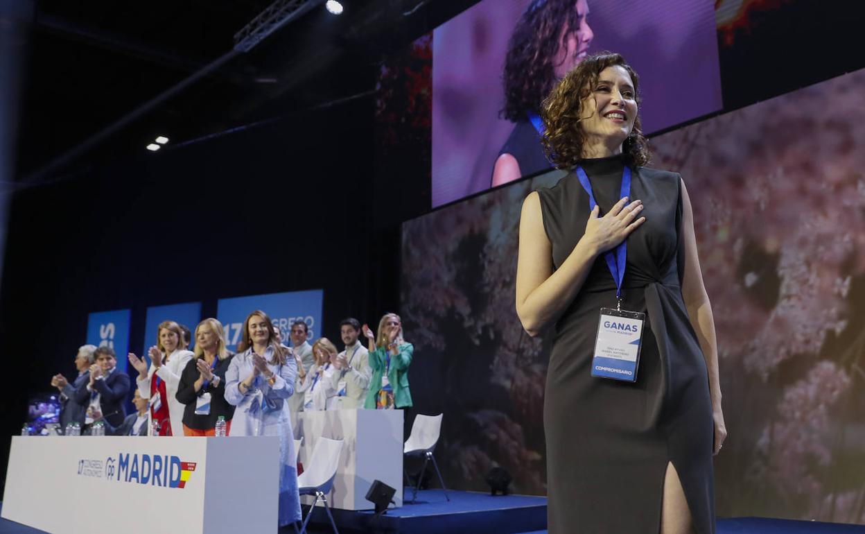 Isabel Díaz Ayusa, este viernes en el congreso del PP de Madrid.