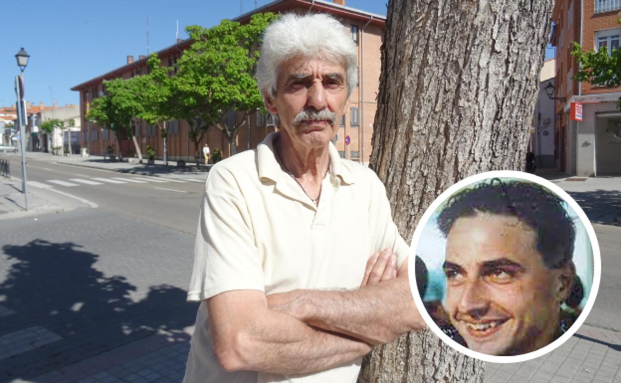 Roberto Gómez, padre de Óscar Gómez Incio (en detalle), ayer ante el cuartel de la Guardia Civil de Tordesillas. 