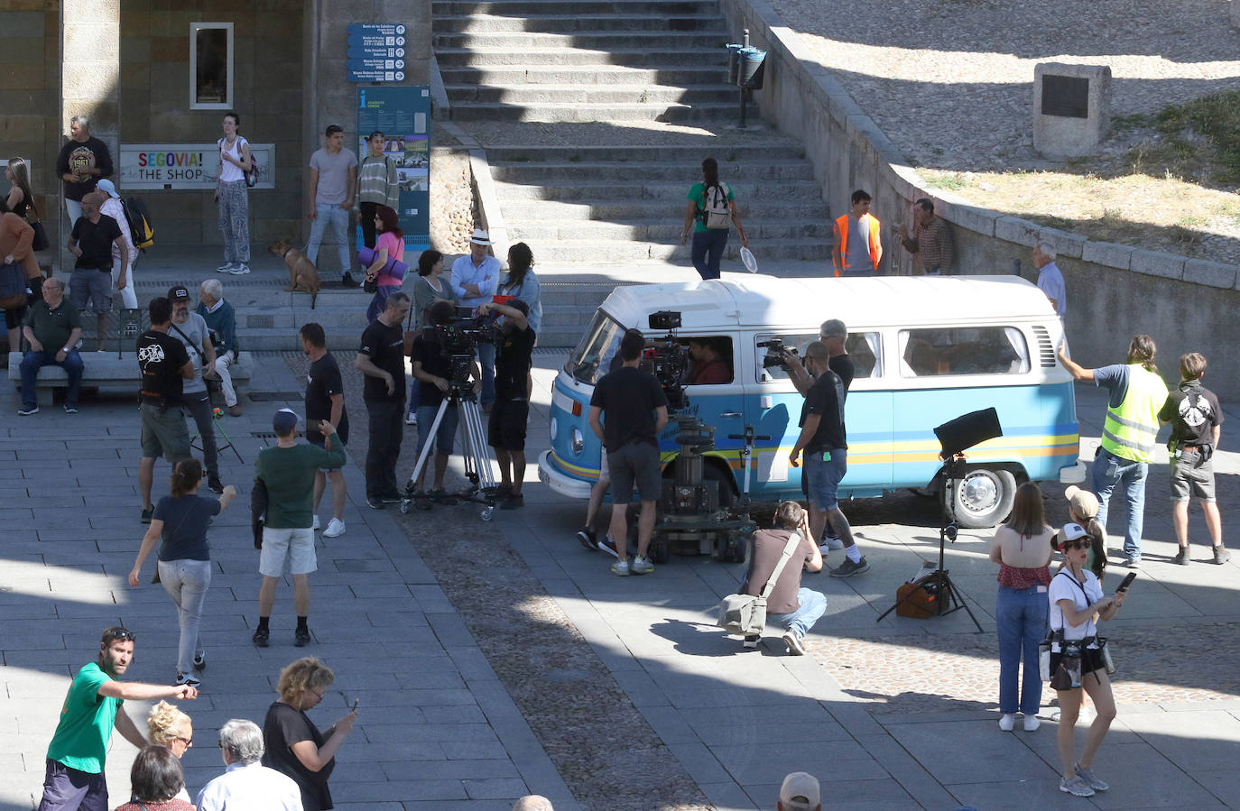 Rodaje de la película 'See you on Venus' en la plaza del Azoguejo.
