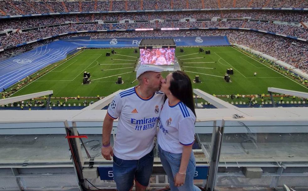 Toño Pardo y Ana Rodríguez, el sábado en el Bernabéu. 