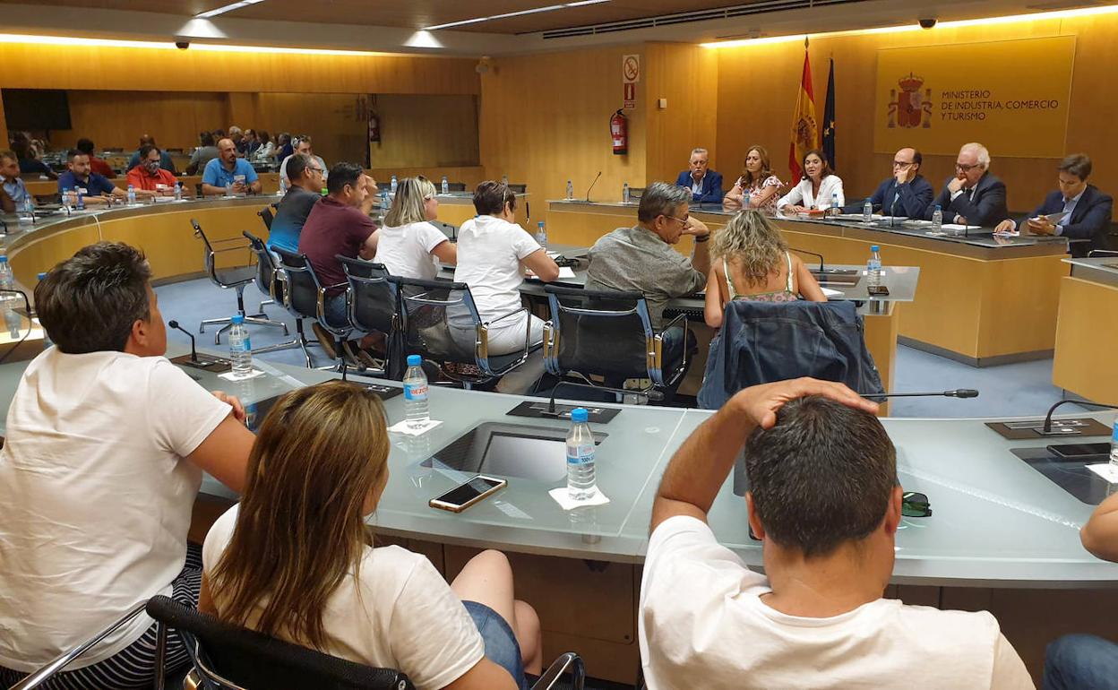 Reunión en el Ministerio de Industria en Madrid entre la ministra y los comités de Siro. 