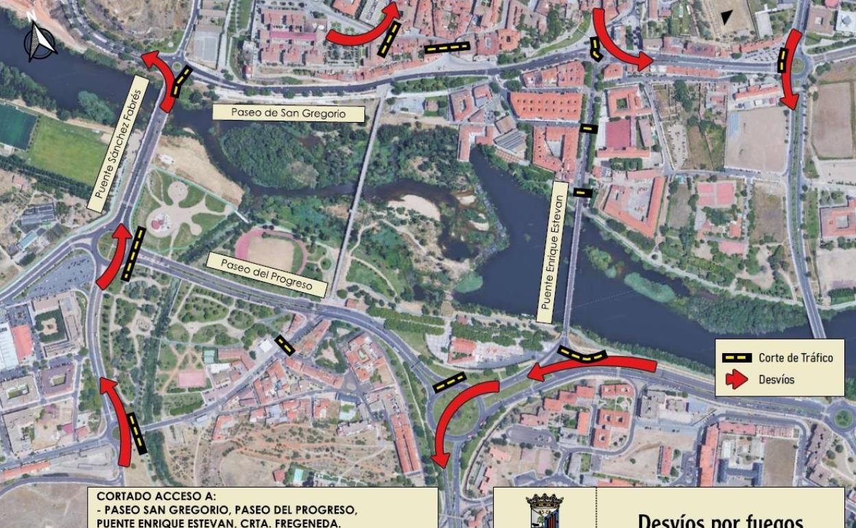 Los fuegos artificiales de este viernes obligarán a cortes y desvíos de tráfico en Salamanca