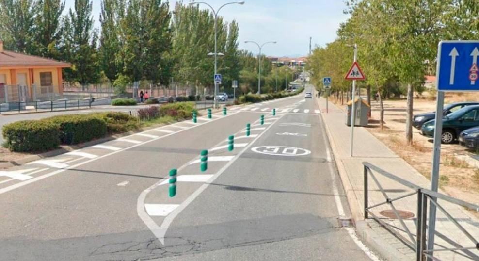 Simulación del ciclocarril que se construirá, en sentido descendente, en la avenida Gerardo Diego.