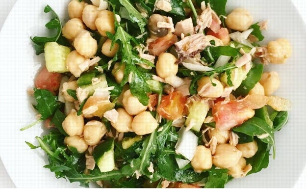 Ensalada de garbanzos con el método del plato saludable