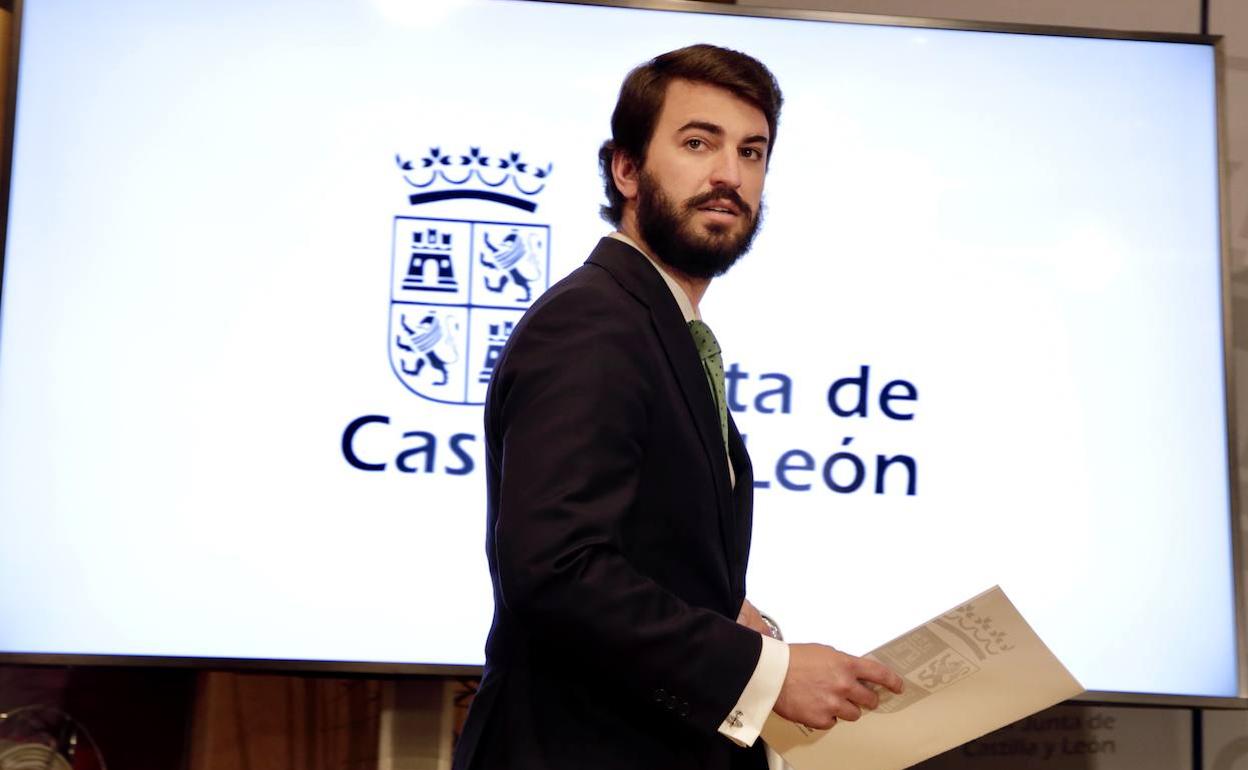 Juan García-Gallardo, vicepresidente de Castilla y León, durante una comparecencia pública.