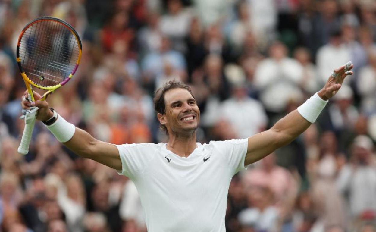 Rafa Nadal celebra su victoria ante el lituano Ricardas Berankis.