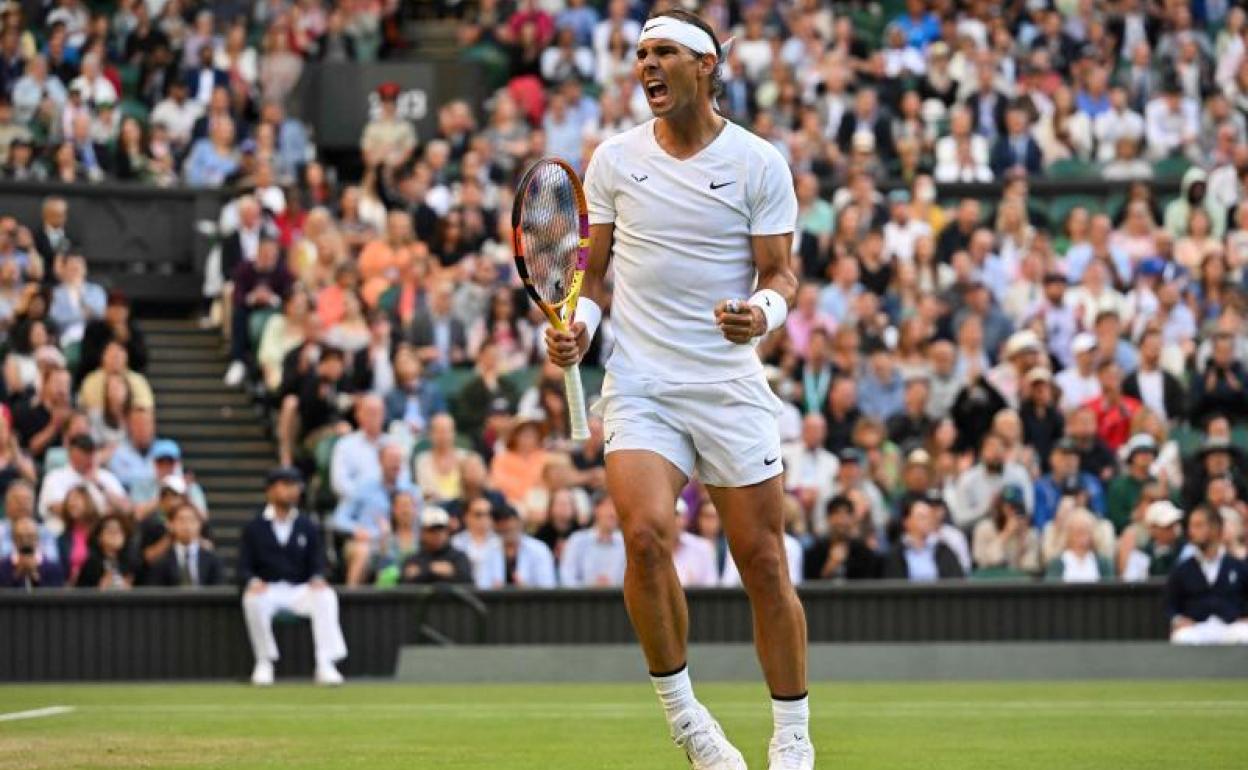 Nadal celebra un punto ganador ante Van de Zandschulp.