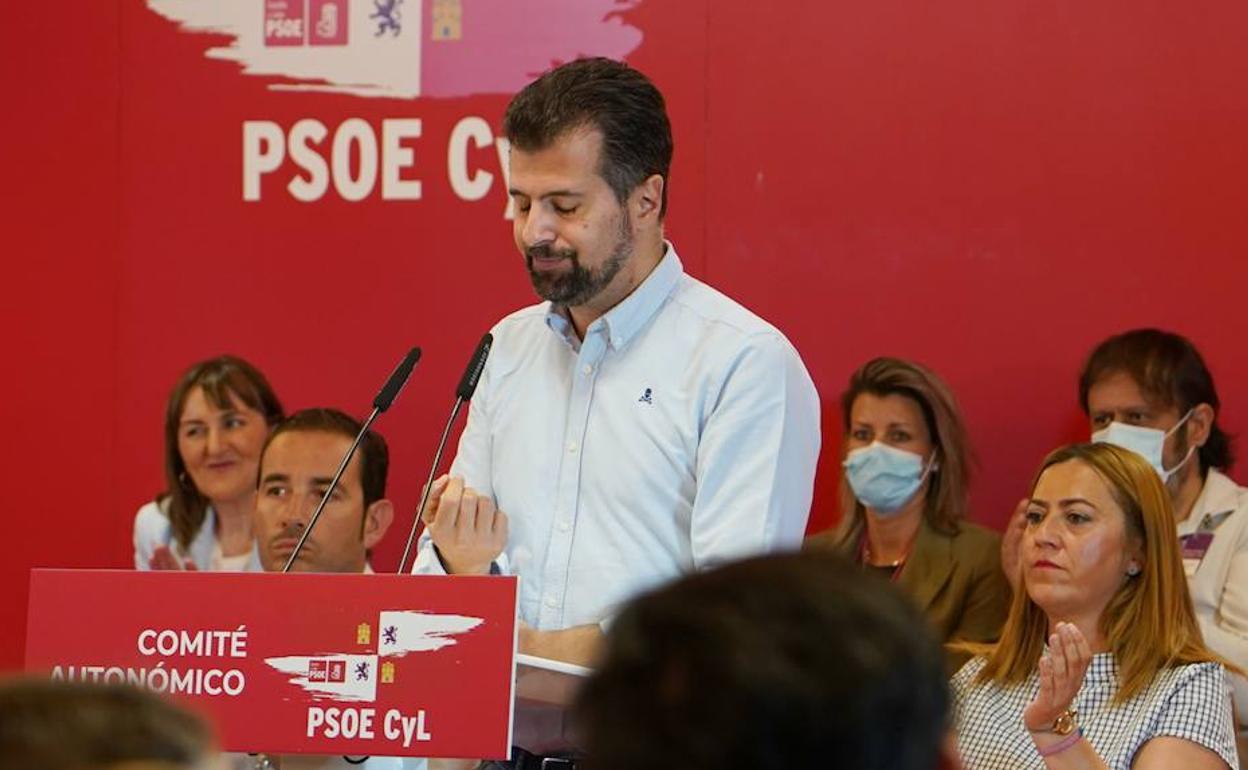 Luis Tudanca, en el comité regional del PSOE de principios de mes.