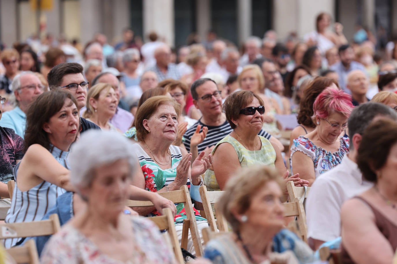 Proyección de 'Nabucco', en la Plaza mayor de Valladolid. 