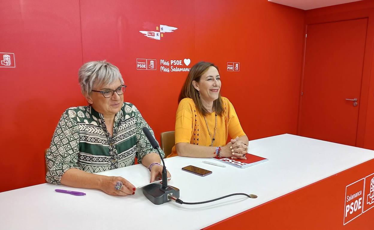 La senadora del PSOE por Salamanca, Elena Diego, junto a la procuradora socialista en las Cortes de Castilla y León, Rosa Rubio