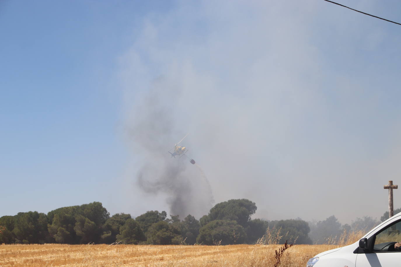 Imagen del incendio declarado en Cuéllar.