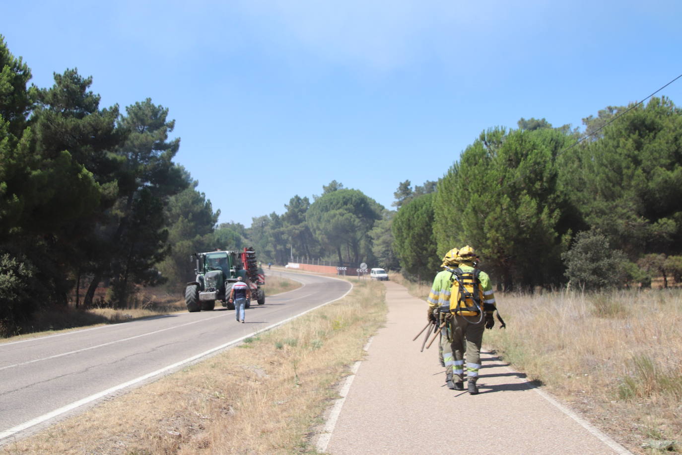 Imagen del incendio declarado en Cuéllar.