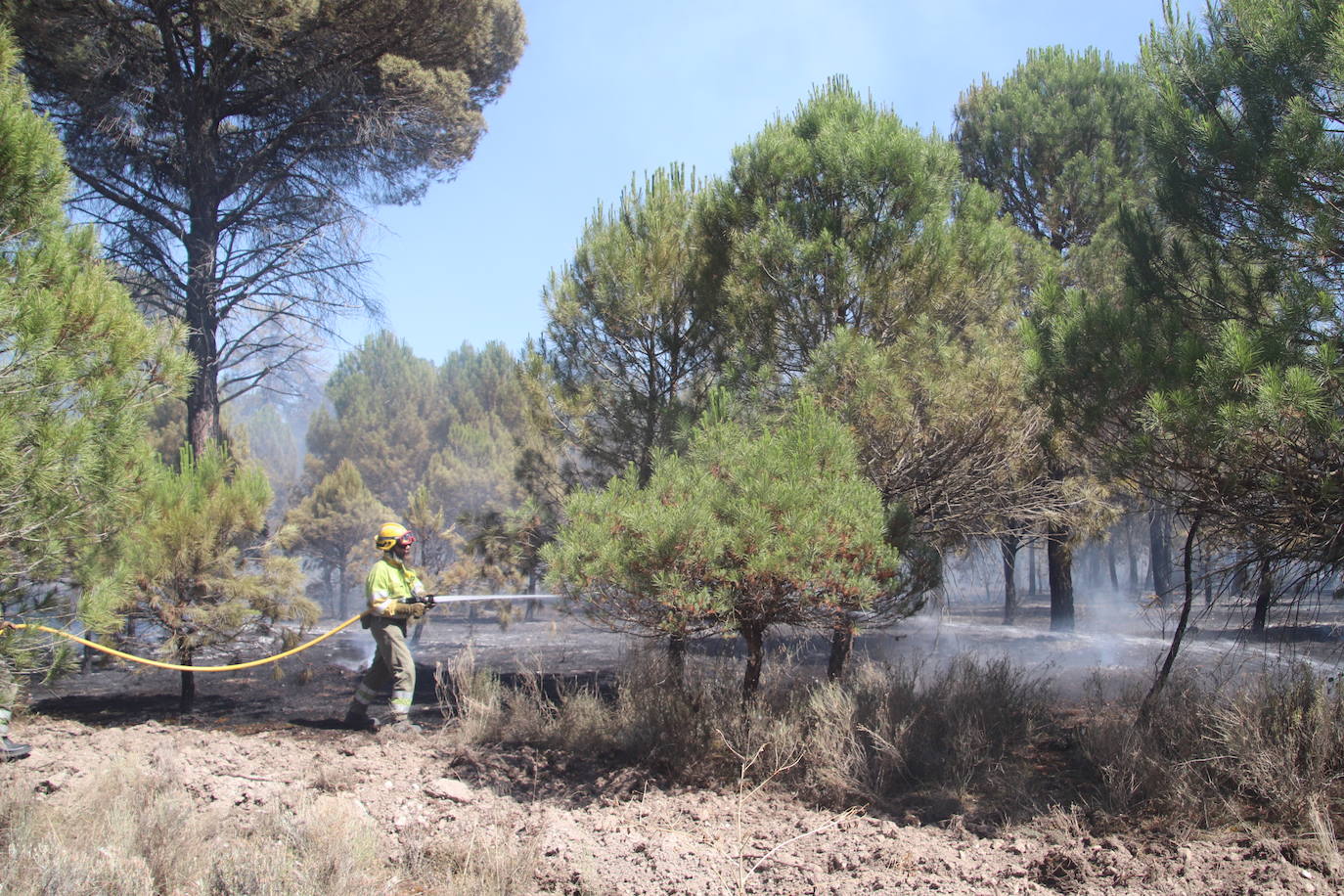 Imagen del incendio declarado en Cuéllar.