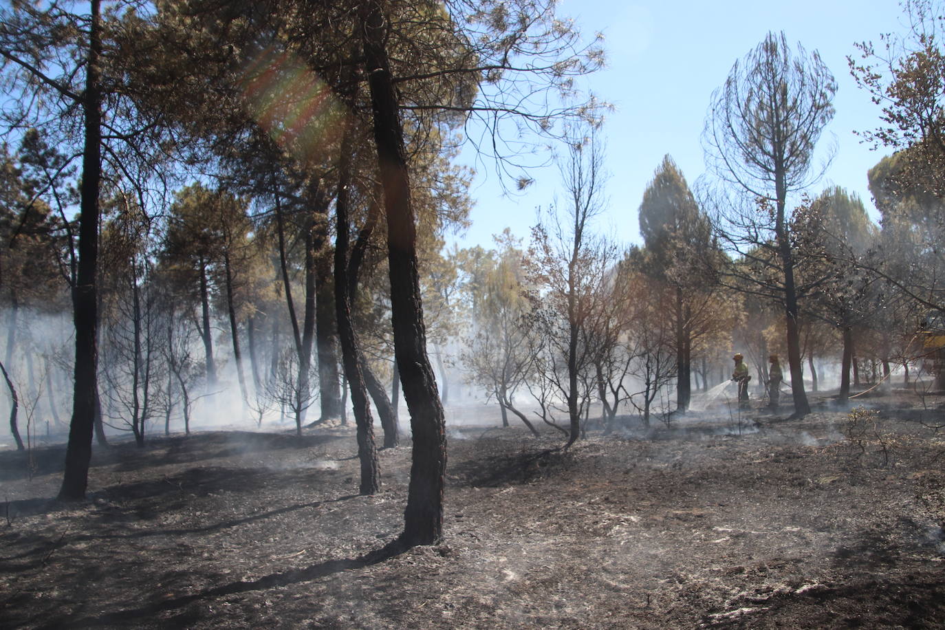 Imagen del incendio declarado en Cuéllar.