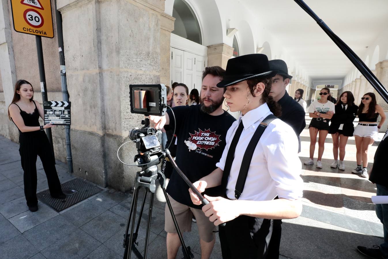 Fotos: Jóvenes del Campus Seminci rueda en Valladolid el corto &#039;La mafia del cine&#039;